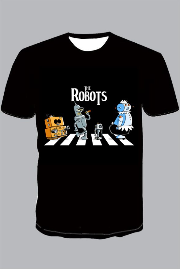 3D Robot Print Short Sleeve T-shirt