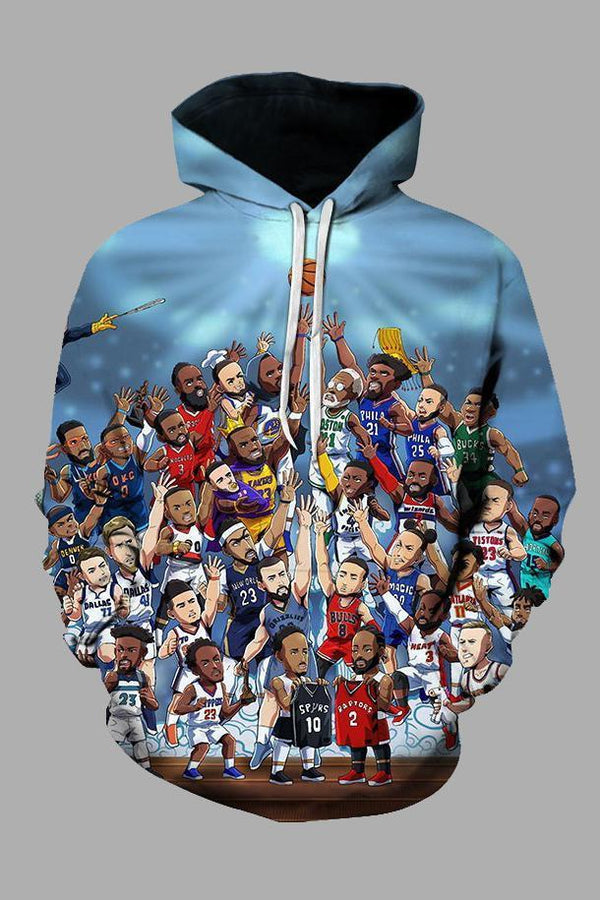 3D Cartoon Basketball Printed Hoodie Sweatshirt