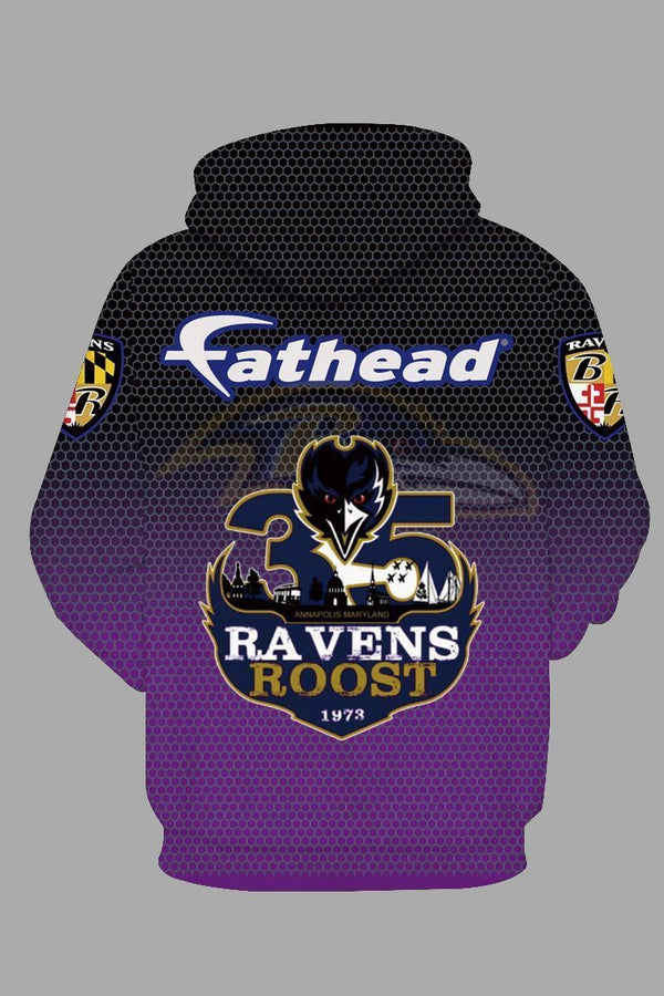 Street 3D Baltimore Ravens Printed Hooded Sweatshirt