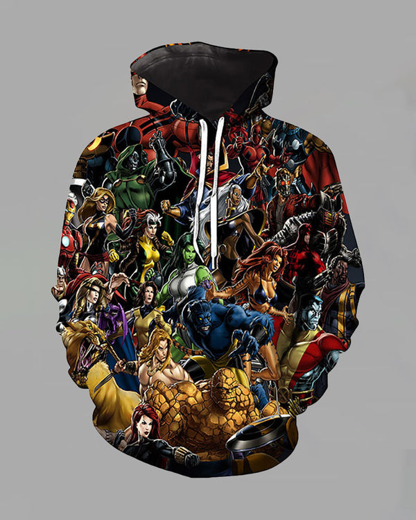 3D Movie Series Print Hooded Sweatshirt