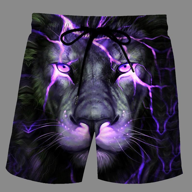 Casual   3D Lion Printed Loose Shorts