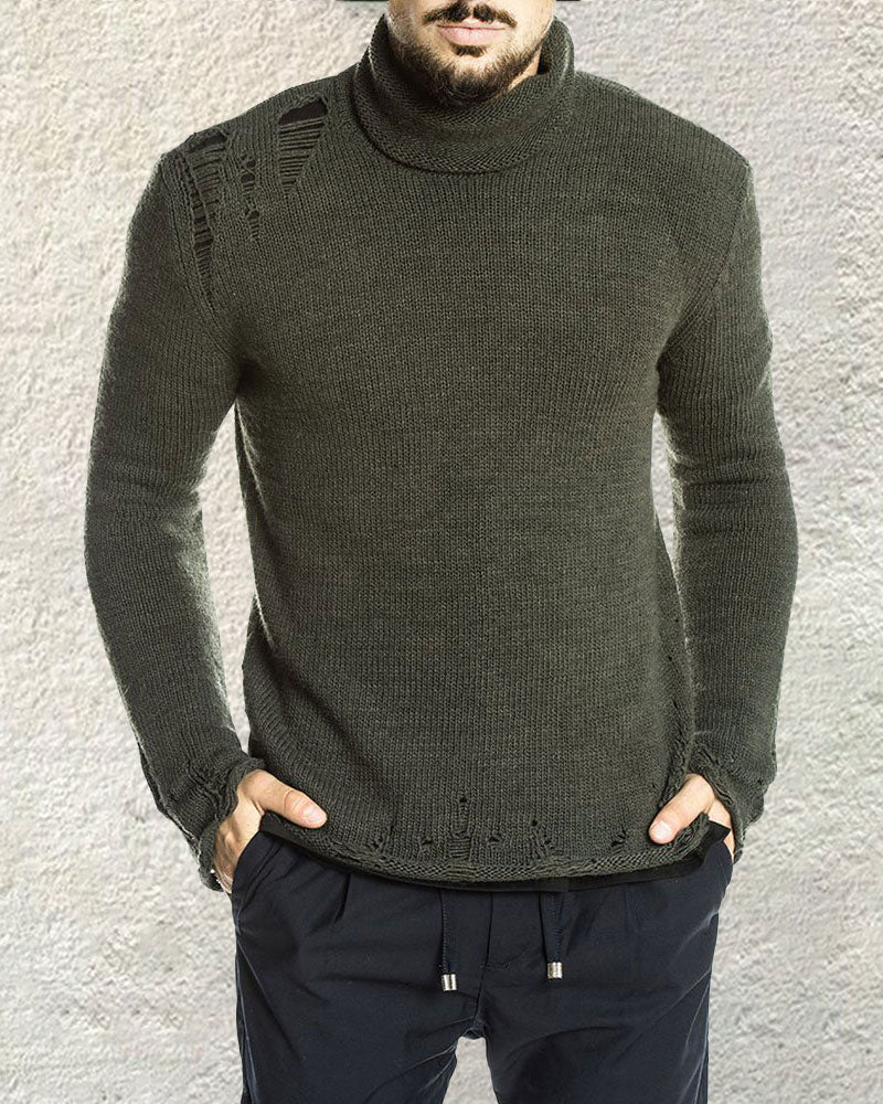 Fashion Ripped Turtleneck Sweater