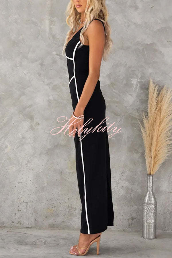 In The Heads Turn Line Trim Bodycon Stretch Maxi Dress