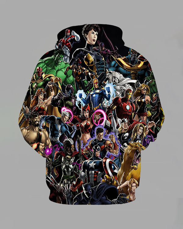 3D Movie Series Print Hooded Sweatshirt