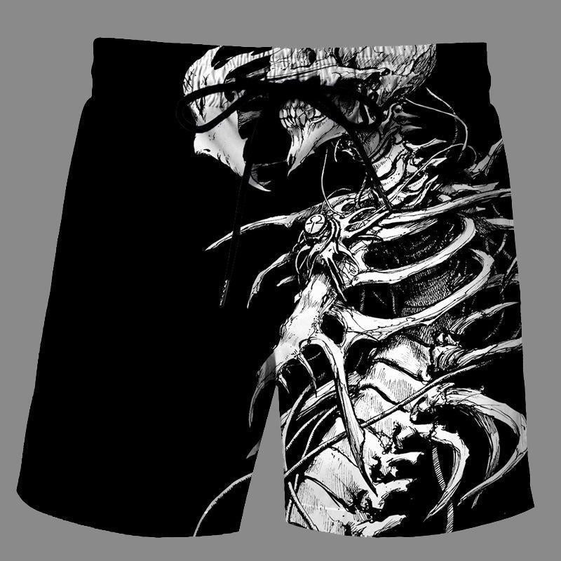 Casual   3D Skeleton  Printed Loose Shorts