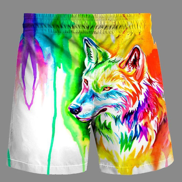 Casual   3D wolf Printed Loose Shorts