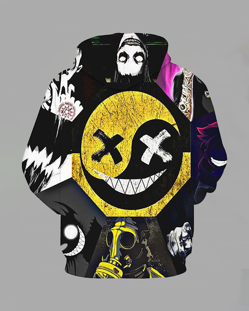 3D Smiley Face Printed Hooded Sweatshirt