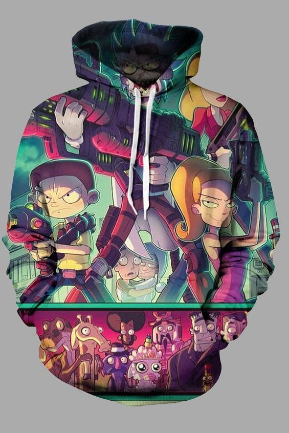 Street 3D Digital Cool Rick and Morty Printed Hooded Sweatshirt