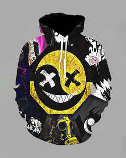 3D Smiley Face Printed Hooded Sweatshirt