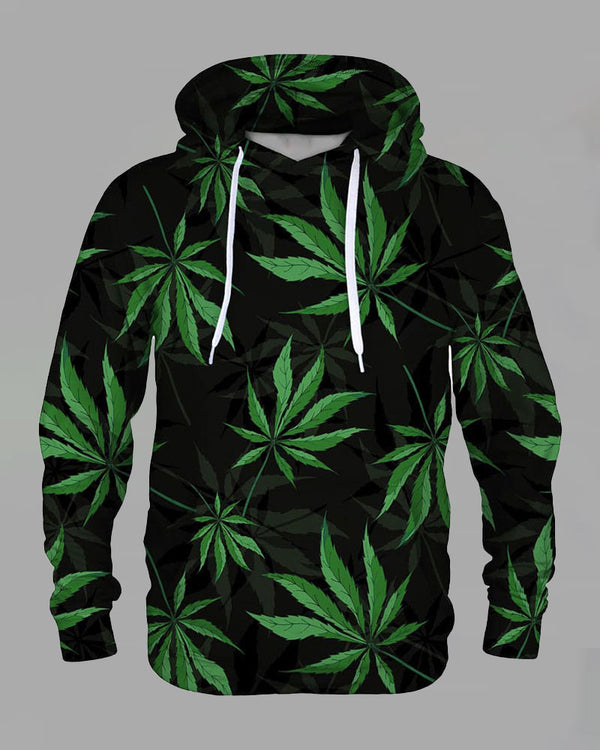 Natural Leaves Print Hoodie