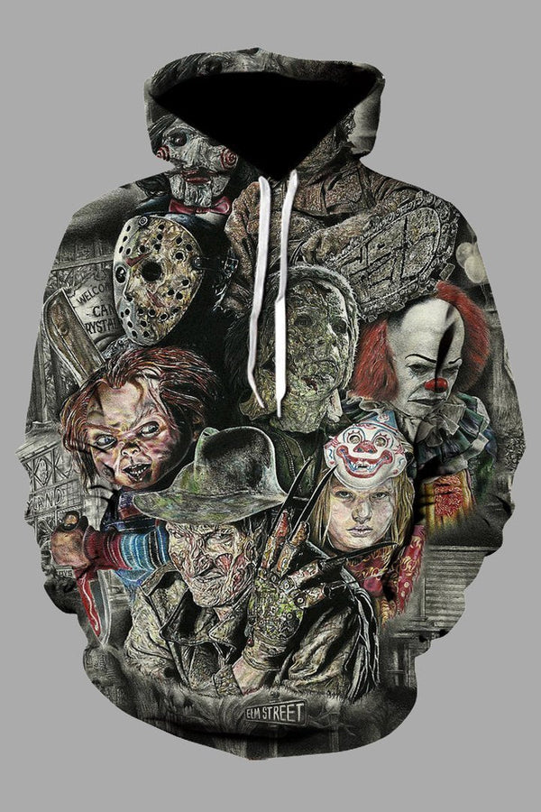 Street 3D Joker Printed Hooded Sweatshirt