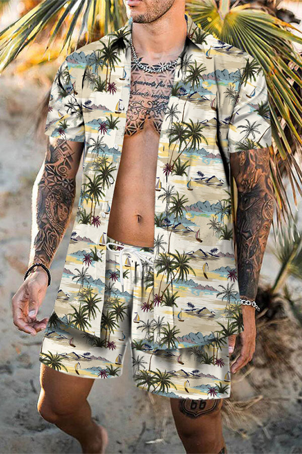 Hawaii beach print shirt set