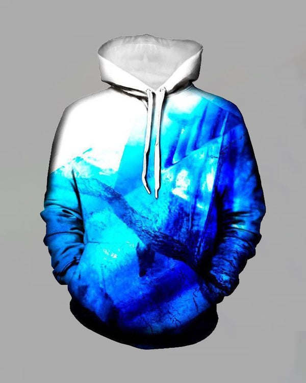 3D Street Abstract Print Hooded Two-piece Suit