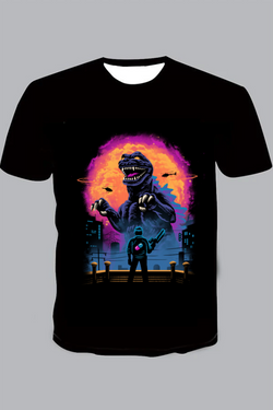 Godzilla Print Short Sleeve T-shirt