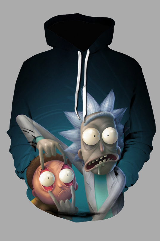 Street 3D Digital Cool Rick and Morty Printed Hooded Sweatshirt