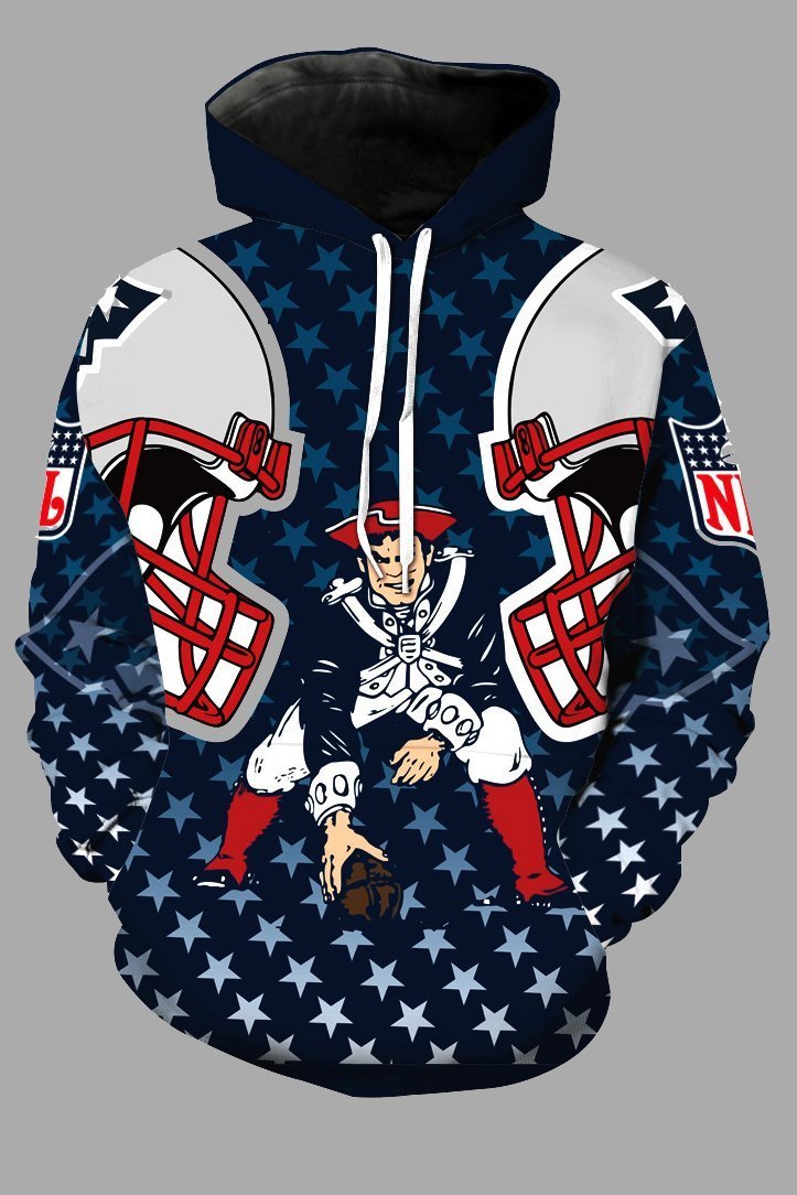 Street 3D New England Patriots  Digital Printed Hooded Sweatshirt