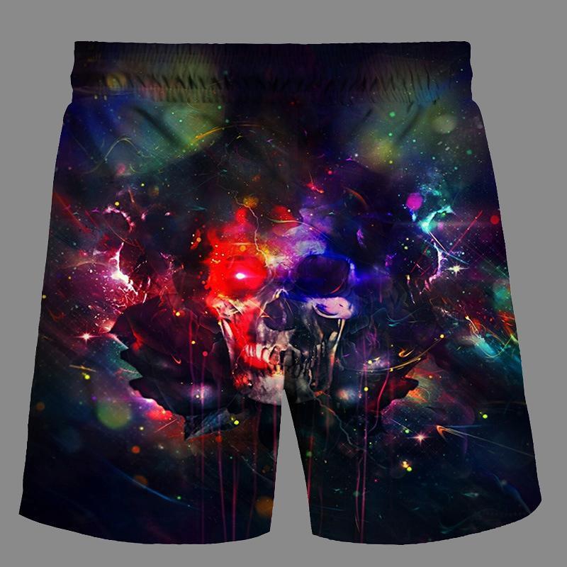 Casual   3D Skeleton  Printed Loose Shorts