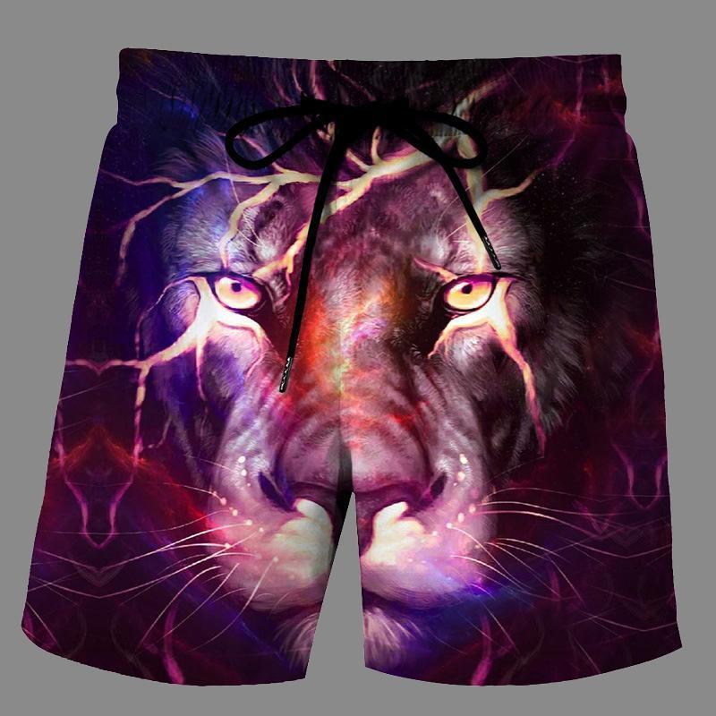 Casual   3D Lion Printed Loose Shorts