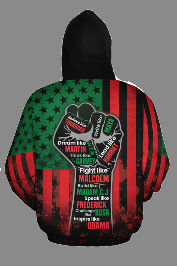 INSPIRING BLACK LEADERS FIST ALL-OVER HOODIE