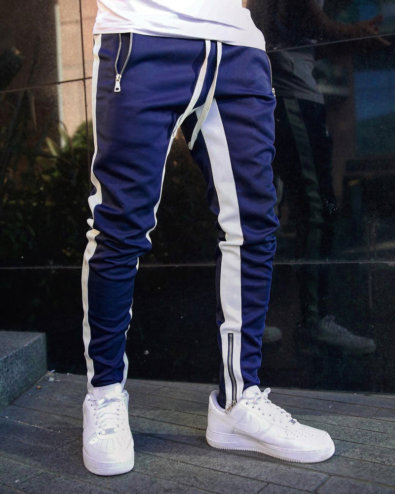 Trendy Zip Contrast Sweatpants