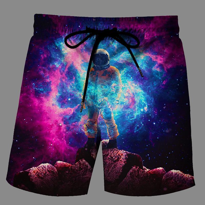 Casual   3D Space Printed Loose Shorts