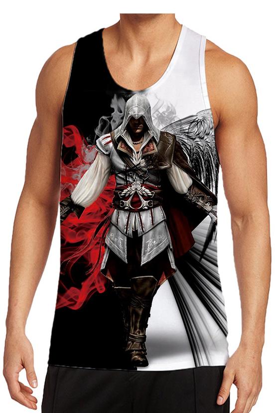 3D Knight Printed Sleeveless Tank Top