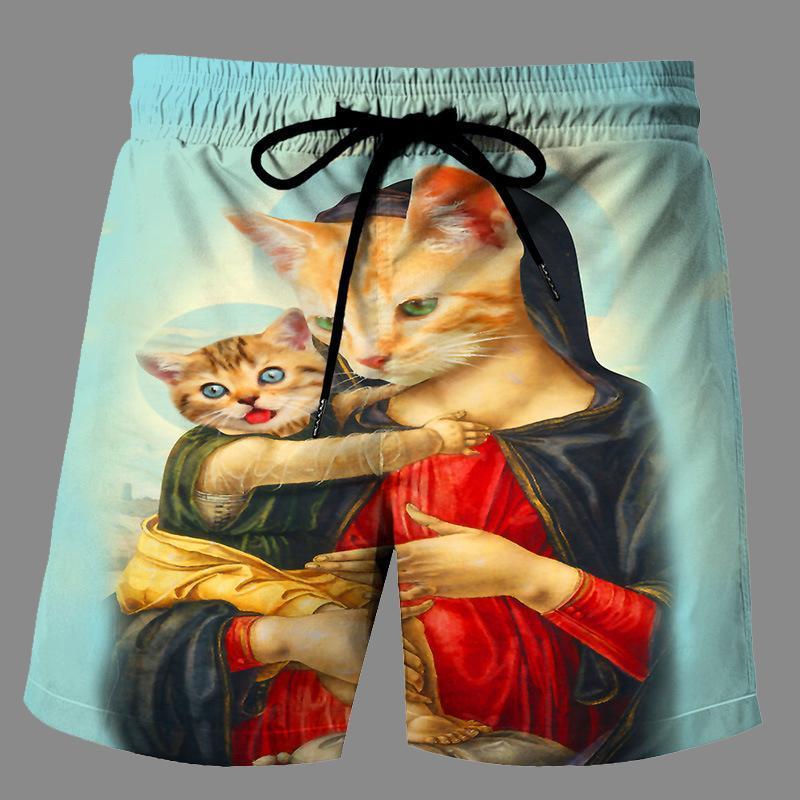 Casual   3D Cat Printed Loose Shorts