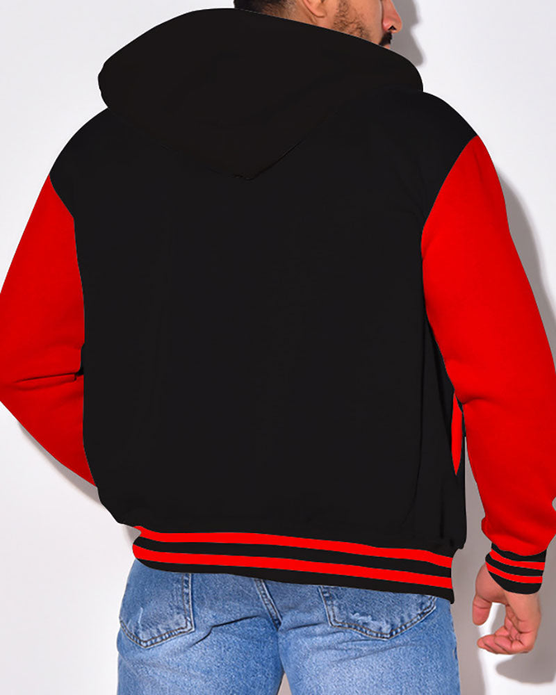 Casual Contrast Color Baseball Jacket