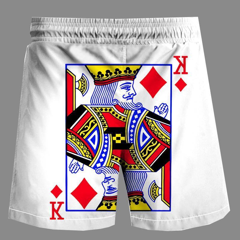 Casual   3D poker Printed Loose Shorts