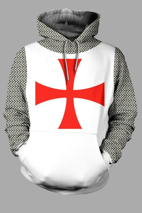 3D Crusader Printed Hooded  Sweatshirt