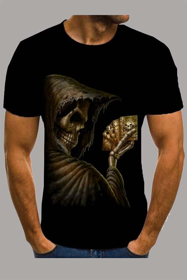 The 3D grim Reaper Print Short Sleeve T-shirt