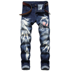 3D Graphic Print Slim-fit Men's Jeans