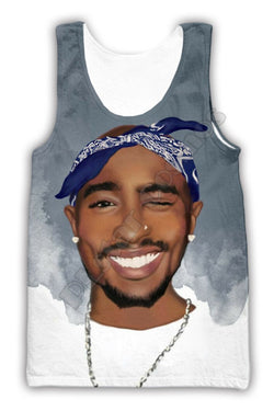 3D Singer Printed Sleeveless Tank Top