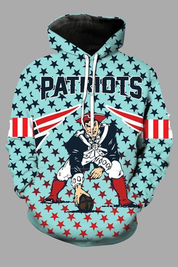 Street 3D New England Patriots Printed Hooded Sweatshirt