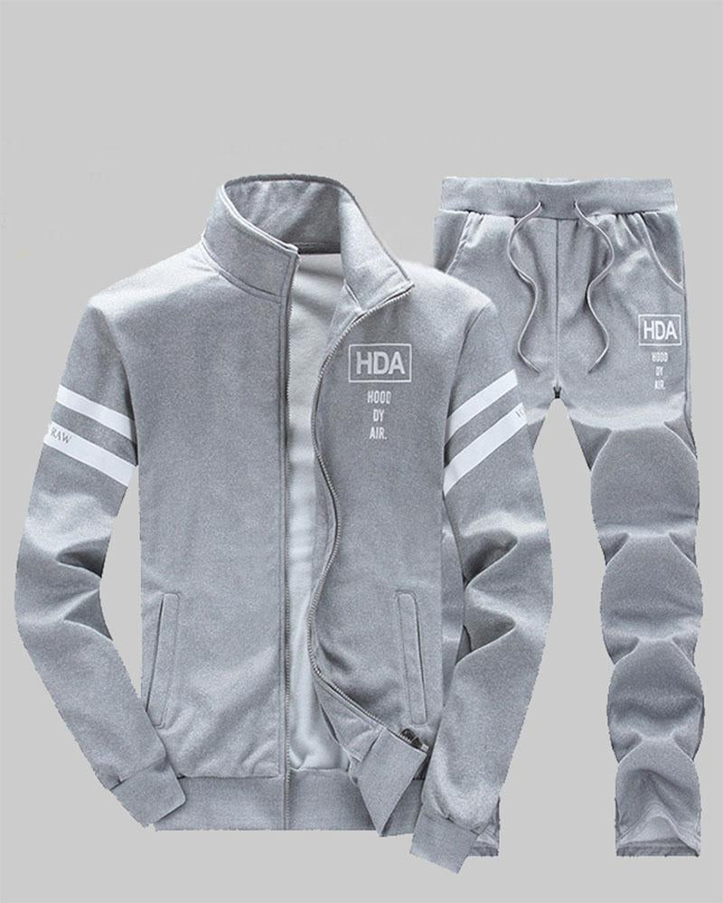 Casual Printed Hooded Sportswear Two-piece Suit