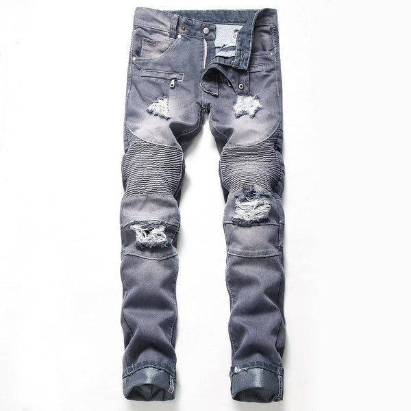 Vintage Personalized Folds Ripped Jeans