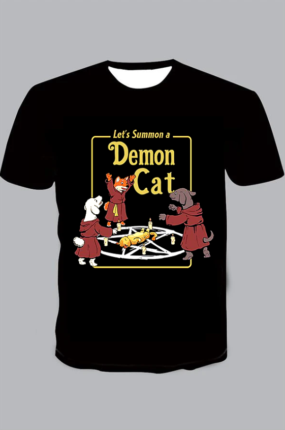 cat Print Short Sleeve T-shirt