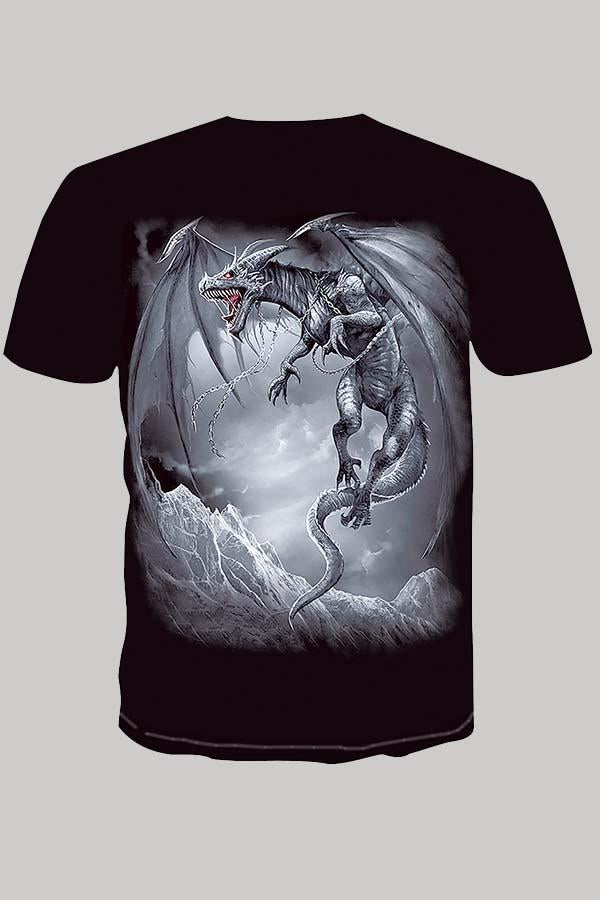 The 3D  Giant dragon print Short Sleeve T-shirt