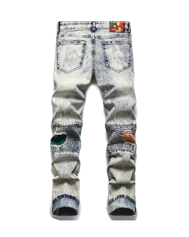 Trendy Retro Graffiti Print Jeans