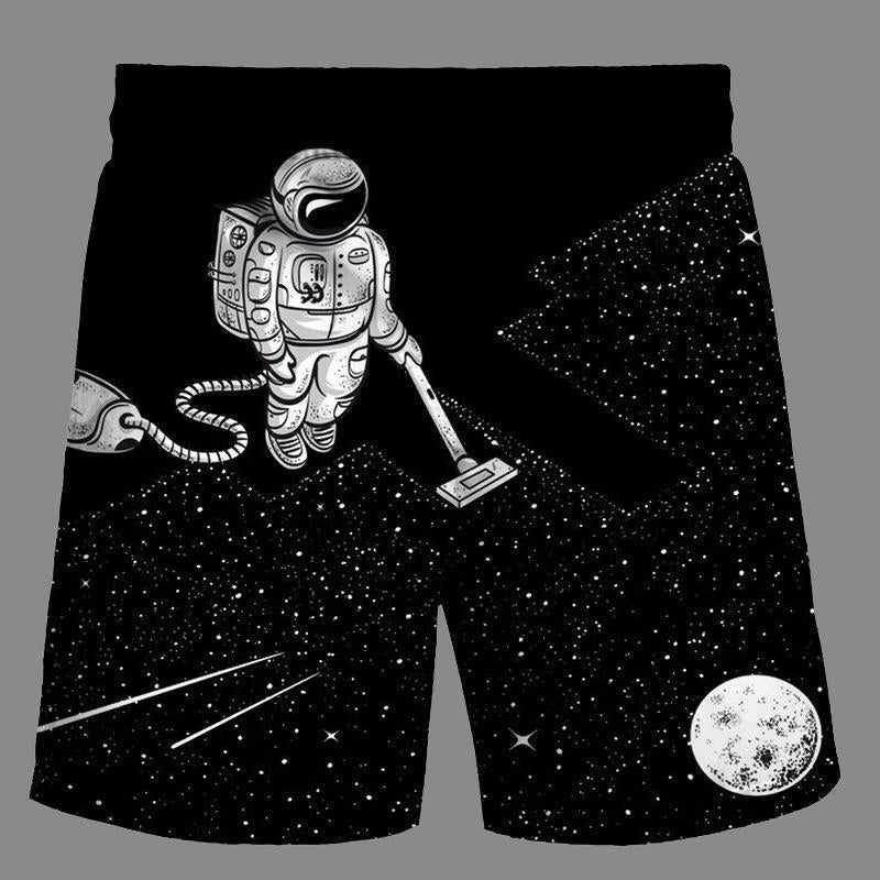 Casual   3D Space Printed Loose Shorts