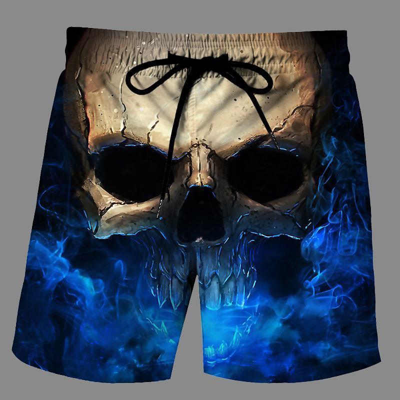 Casual   3D Skeleton  Printed Loose Shorts