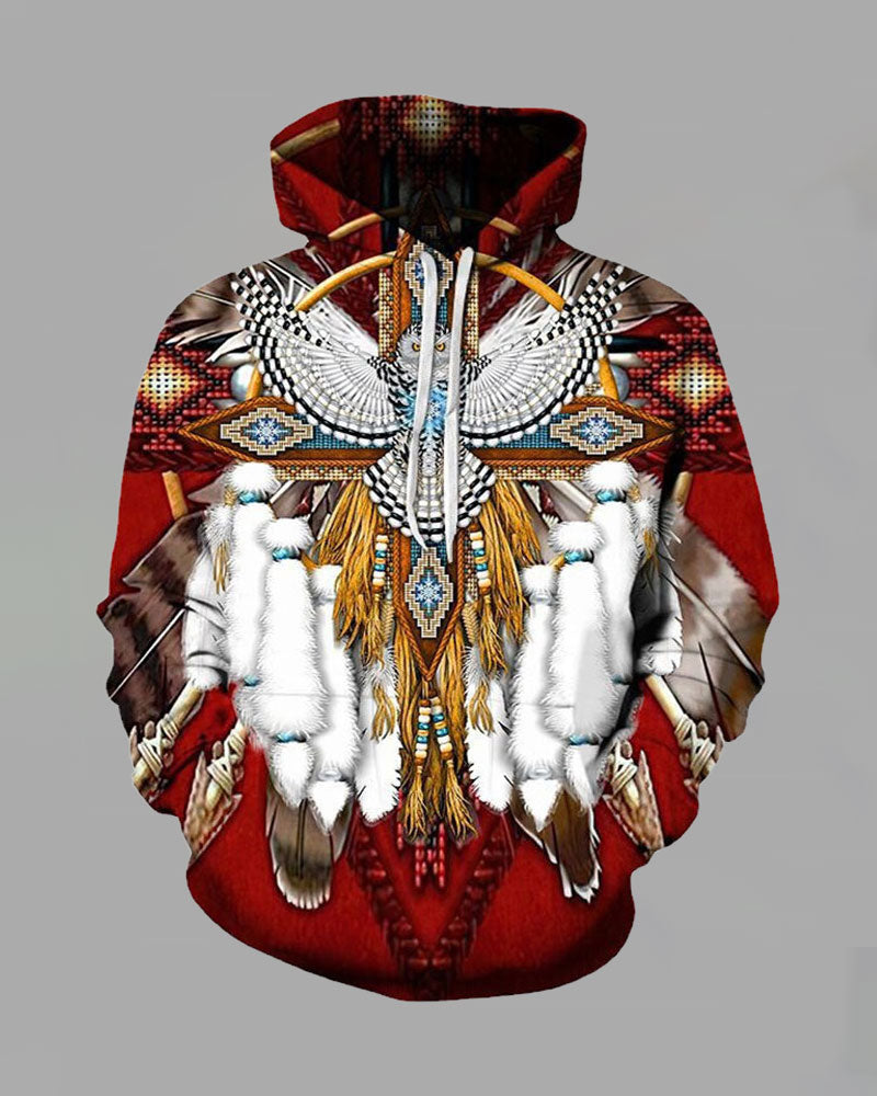 Retro 3D Bohemian Tribal Print Hoodie