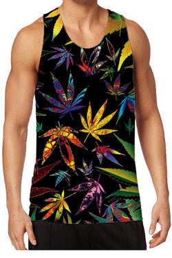 3D Leaf Printed Sleeveless Tank Top