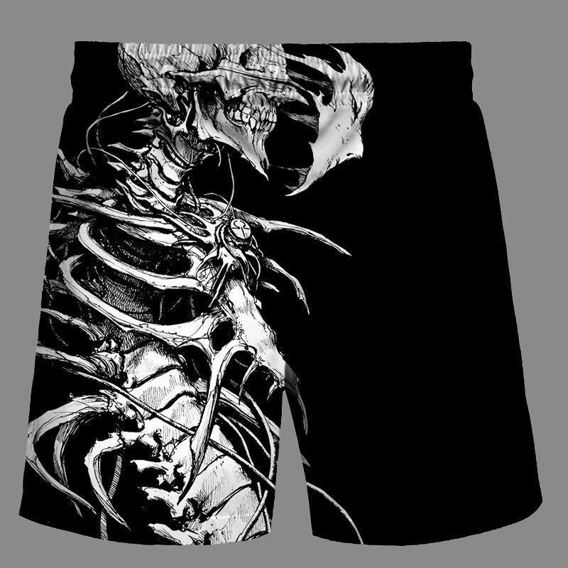 Casual   3D Skeleton  Printed Loose Shorts