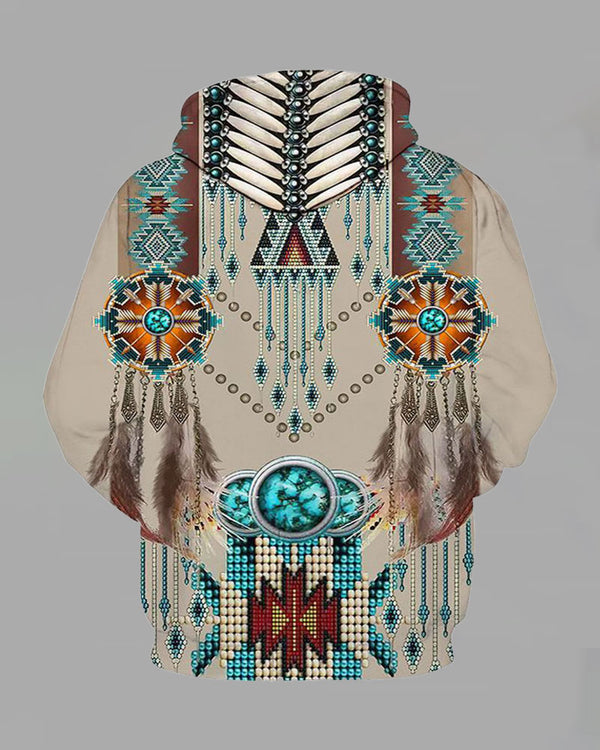 Retro 3D Bohemian Tribal Print Hoodie