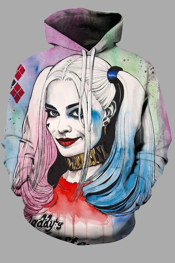 3D Harley Quinn  Printed Hooded  Sweatshirt