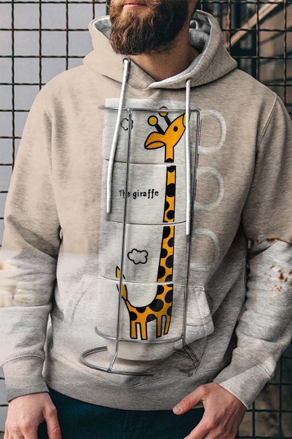 Street giraffe 3D digital printing sweater