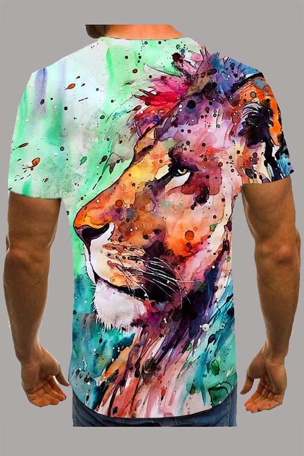 The 3D lion Print Short Sleeve T-shirt