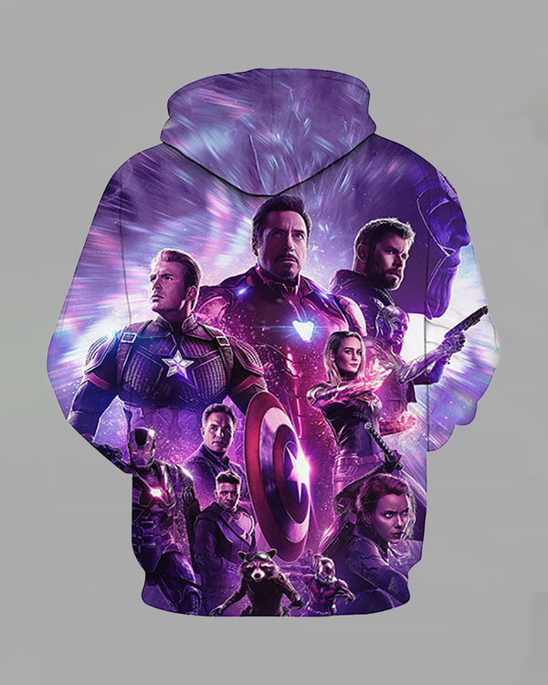 3D Movie Series Print Hooded Sweatshirt