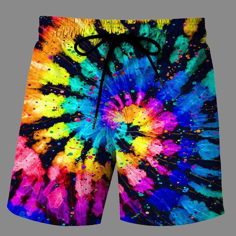 Casual   3D tiedye Printed Loose Shorts